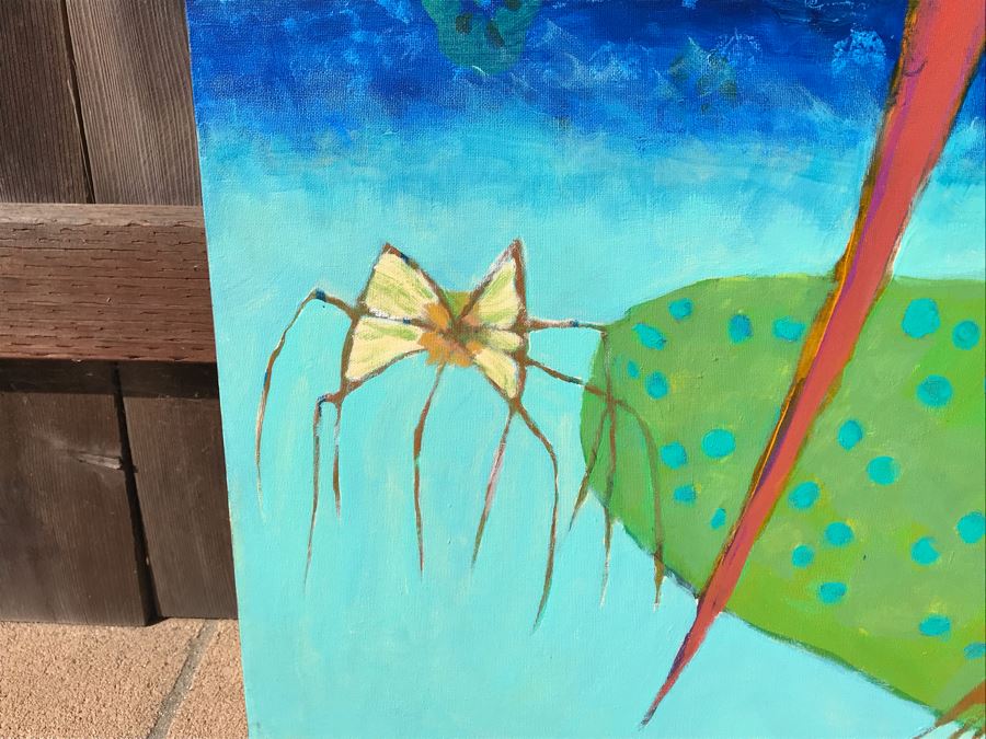 Original Jean Klafs Abstract Expressionist Painting On Canvas Titled 'Ribbon Tail' 48 X 36 [Photo 6]