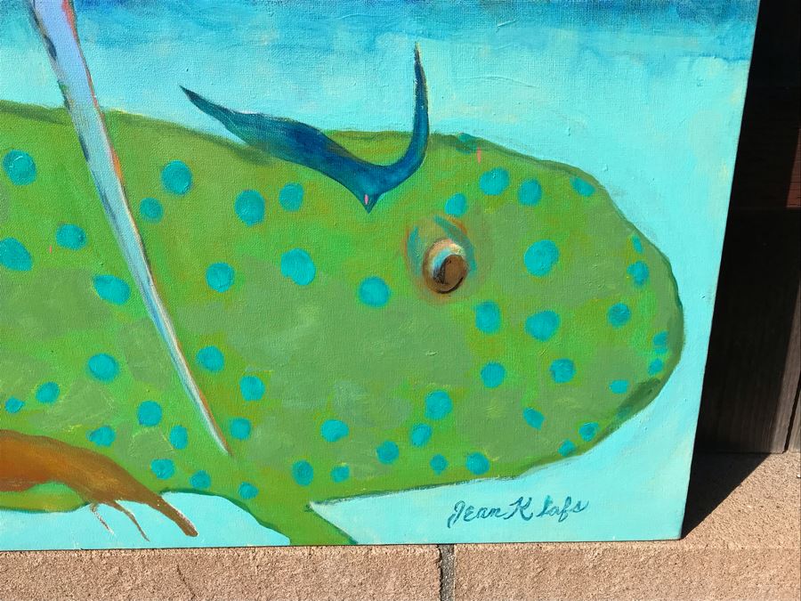 Original Jean Klafs Abstract Expressionist Painting On Canvas Titled 'Ribbon Tail' 48 X 36 [Photo 5]