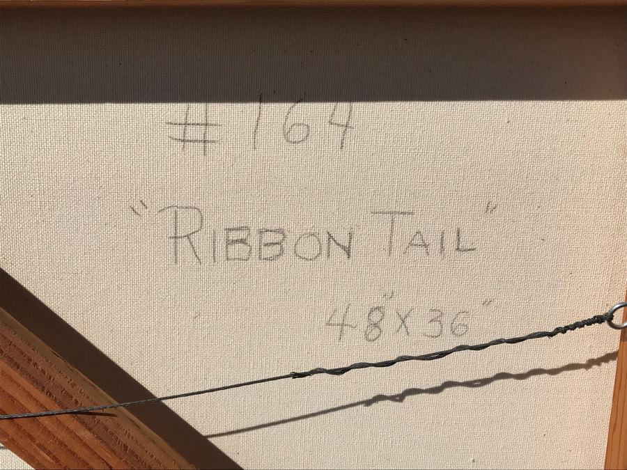 Original Jean Klafs Abstract Expressionist Painting On Canvas Titled 'Ribbon Tail' 48 X 36 [Photo 9]