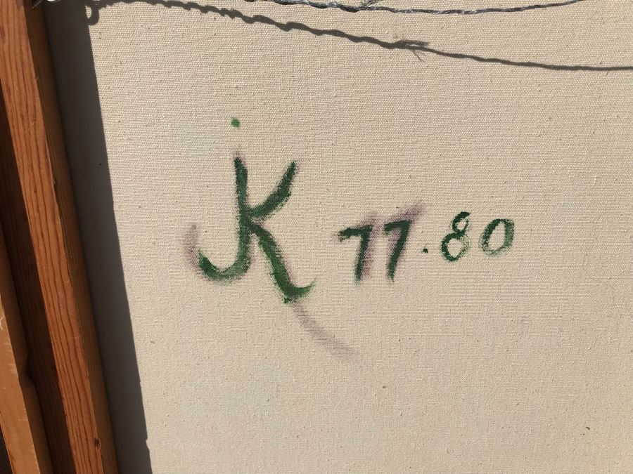 Original Jean Klafs Abstract Expressionist Framed Painting On Canvas Titled 'Blue Bathers' 41 X 37 [Photo 10]