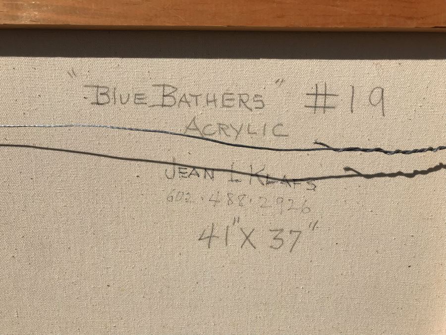 Original Jean Klafs Abstract Expressionist Framed Painting On Canvas Titled 'Blue Bathers' 41 X 37 [Photo 11]