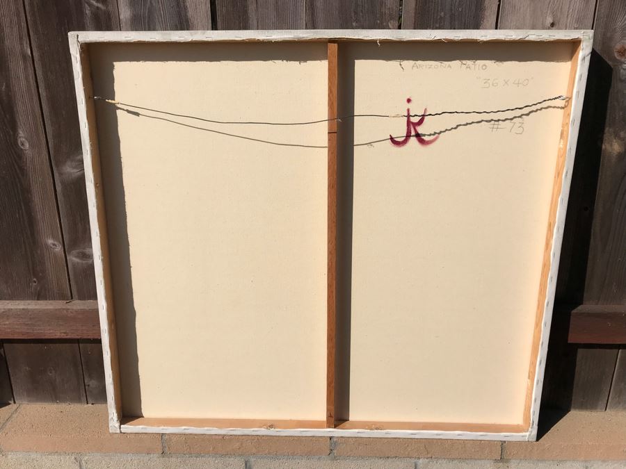 Original Jean Klafs Abstract Expressionist Painting On Canvas Titled 'Arizona Patio' 36 X 40 [Photo 10]