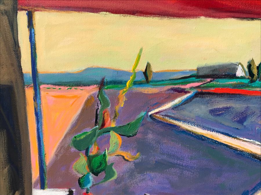 Original Jean Klafs Abstract Expressionist Painting On Canvas Titled 'Arizona Patio' 36 X 40 [Photo 5]