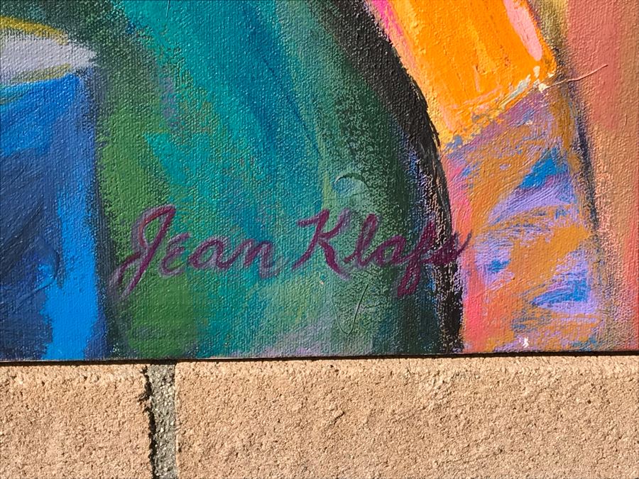 Original Jean Klafs Abstract Expressionist Painting On Canvas Titled 'Arizona Patio' 36 X 40 [Photo 9]