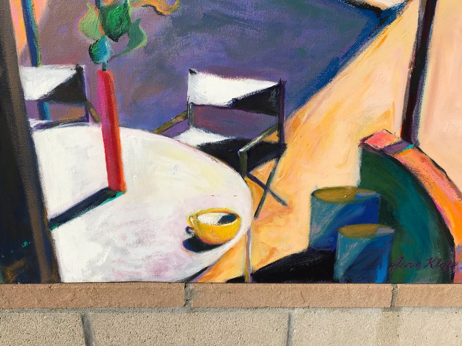 Original Jean Klafs Abstract Expressionist Painting On Canvas Titled 'Arizona Patio' 36 X 40 [Photo 6]