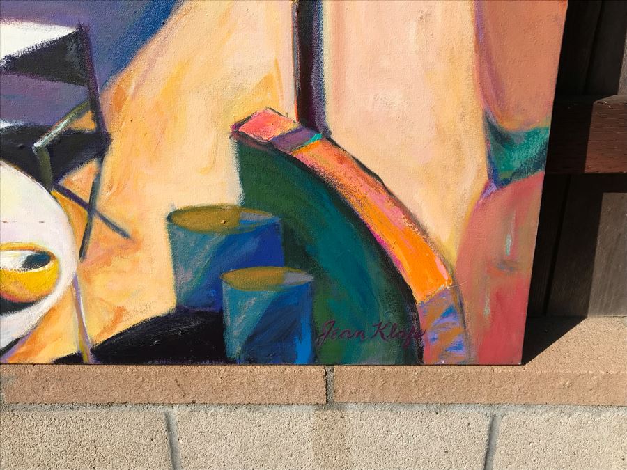 Original Jean Klafs Abstract Expressionist Painting On Canvas Titled 'Arizona Patio' 36 X 40 [Photo 8]