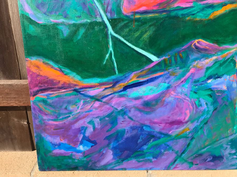 Original Jean Klafs Abstract Expressionist Painting On Canvas Titled 'Yangtze Experience III' 32 X 40 [Photo 6]