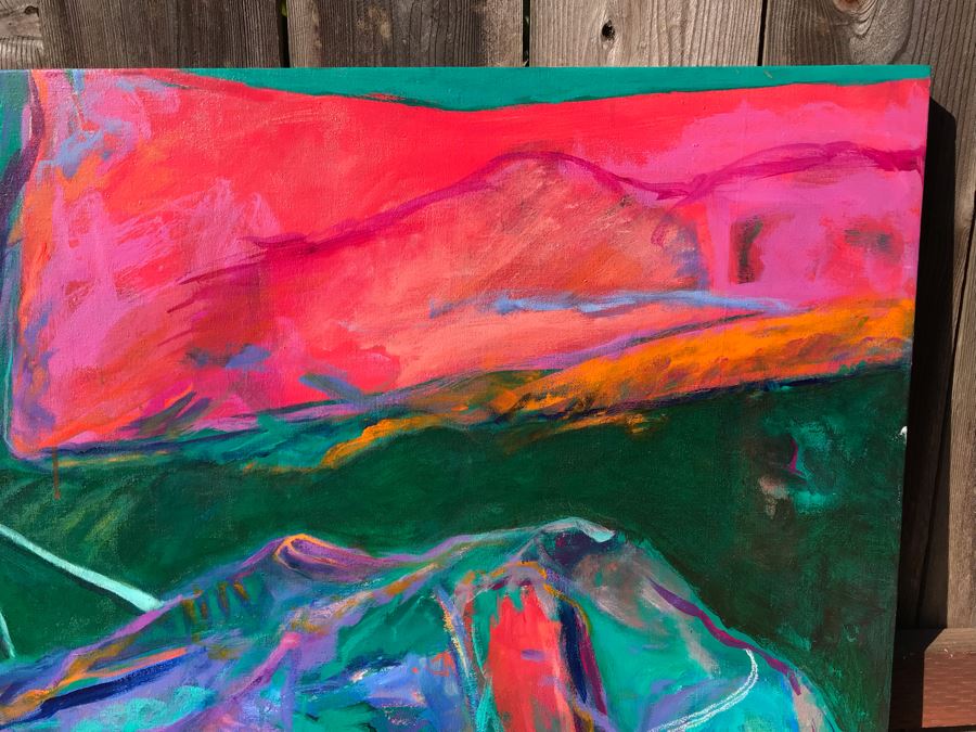 Original Jean Klafs Abstract Expressionist Painting On Canvas Titled 'Yangtze Experience III' 32 X 40 [Photo 4]