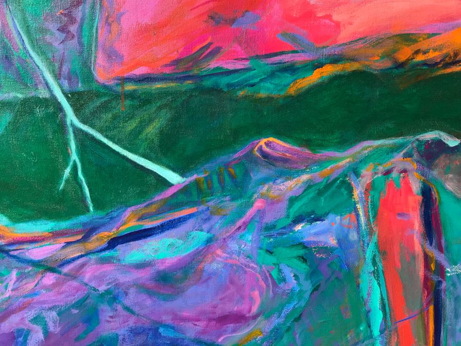 Original Jean Klafs Abstract Expressionist Painting On Canvas Titled 'Yangtze Experience III' 32 X 40 [Photo 7]