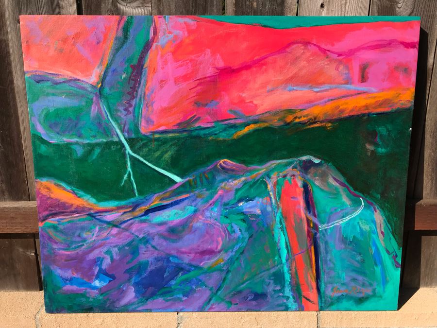 Original Jean Klafs Abstract Expressionist Painting On Canvas Titled 'Yangtze Experience III' 32 X 40 [Photo 2]