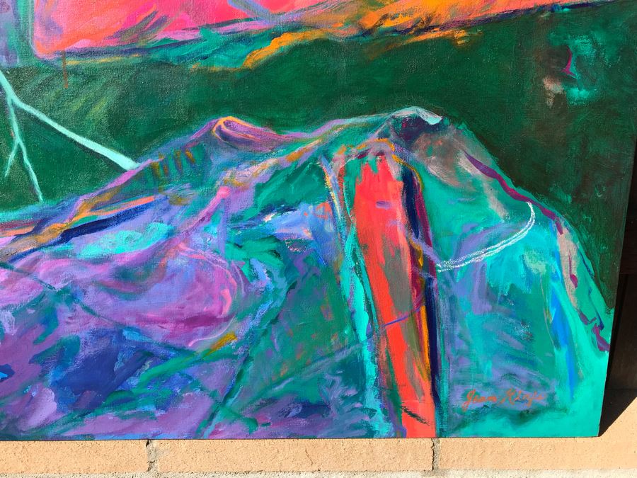 Original Jean Klafs Abstract Expressionist Painting On Canvas Titled 'Yangtze Experience III' 32 X 40 [Photo 3]