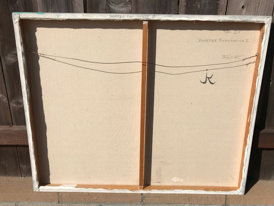Original Jean Klafs Abstract Expressionist Painting On Canvas Titled 'Yangtze Experience III' 32 X 40 [Photo 9]