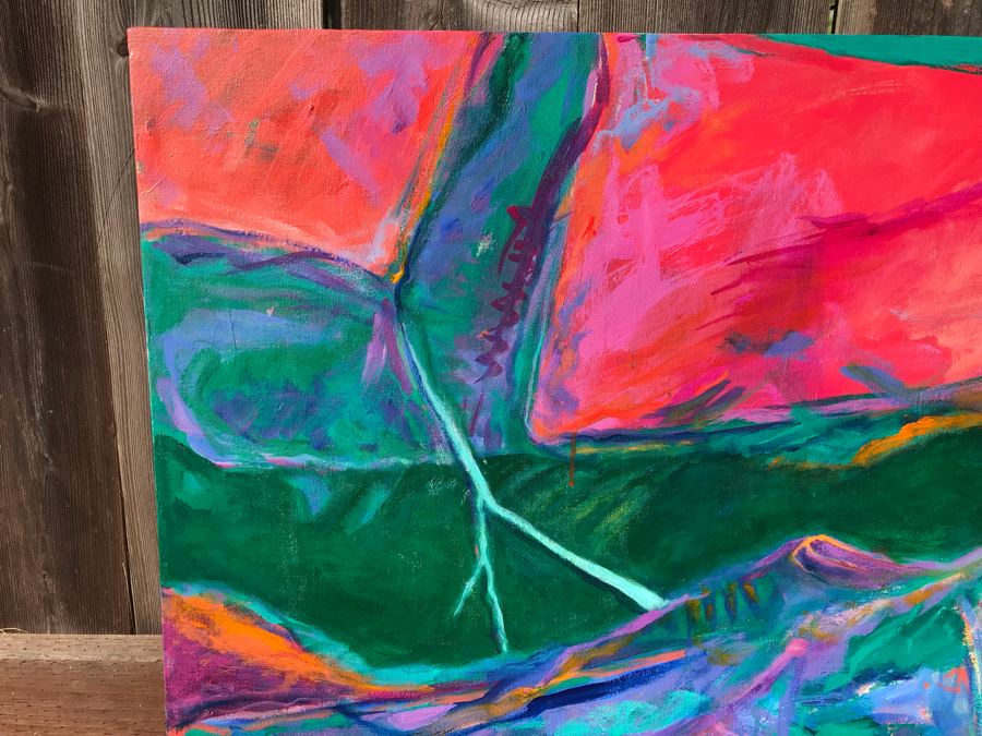 Original Jean Klafs Abstract Expressionist Painting On Canvas Titled 'Yangtze Experience III' 32 X 40 [Photo 5]