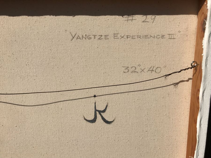 Original Jean Klafs Abstract Expressionist Painting On Canvas Titled 'Yangtze Experience III' 32 X 40 [Photo 10]