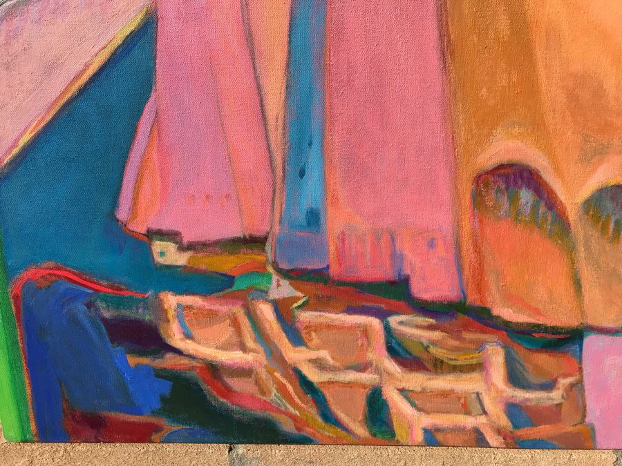 Original Jean Klafs Abstract Expressionist Painting On Canvas Titled 'Bandelier Ruins' 42 X 36 [Photo 6]