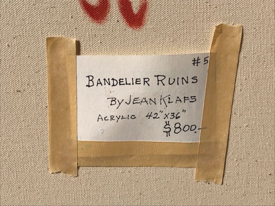 Original Jean Klafs Abstract Expressionist Painting On Canvas Titled 'Bandelier Ruins' 42 X 36 [Photo 11]