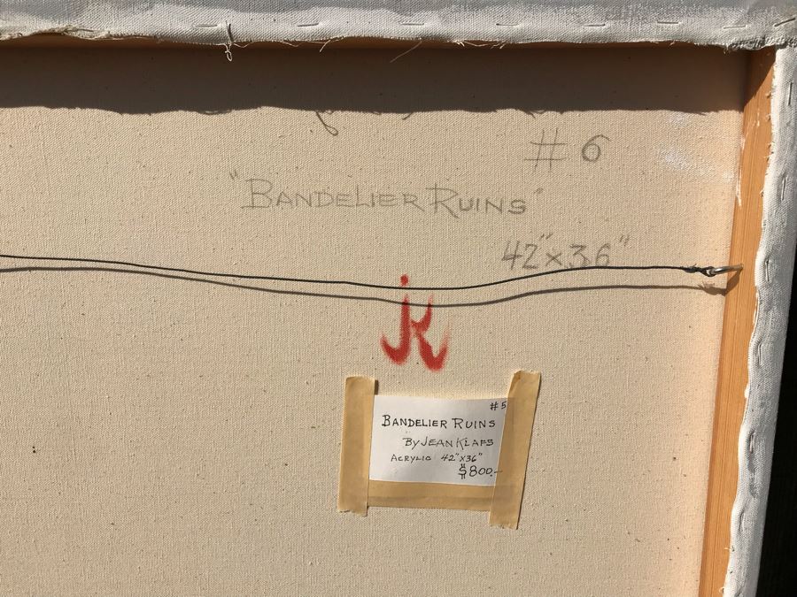 Original Jean Klafs Abstract Expressionist Painting On Canvas Titled 'Bandelier Ruins' 42 X 36 [Photo 9]