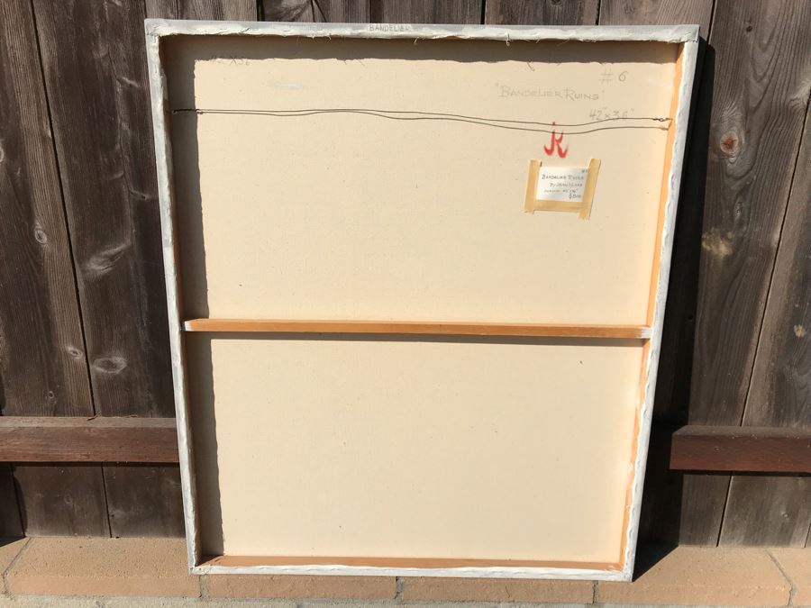 Original Jean Klafs Abstract Expressionist Painting On Canvas Titled 'Bandelier Ruins' 42 X 36 [Photo 8]