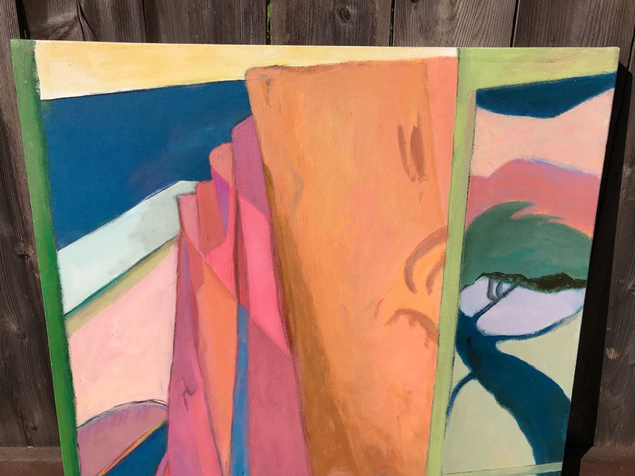 Original Jean Klafs Abstract Expressionist Painting On Canvas Titled 'Bandelier Ruins' 42 X 36 [Photo 3]