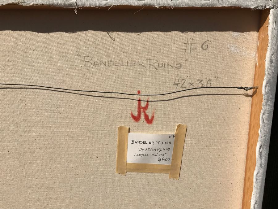 Original Jean Klafs Abstract Expressionist Painting On Canvas Titled 'Bandelier Ruins' 42 X 36 [Photo 10]