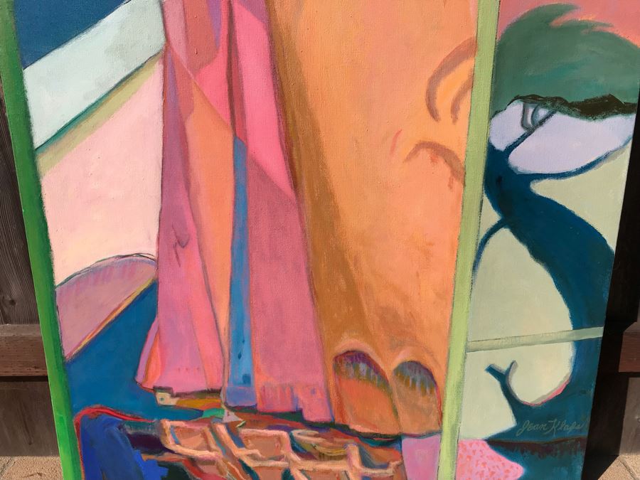 Original Jean Klafs Abstract Expressionist Painting On Canvas Titled 'Bandelier Ruins' 42 X 36 [Photo 4]