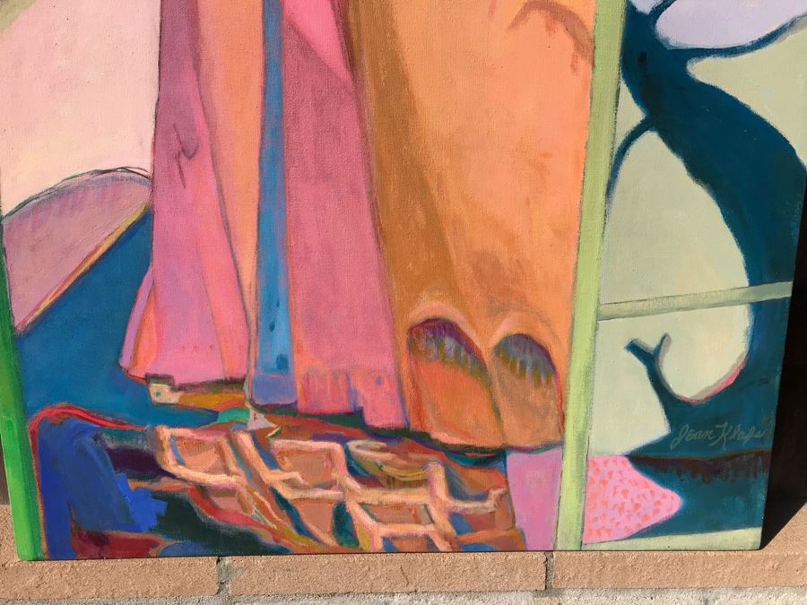 Original Jean Klafs Abstract Expressionist Painting On Canvas Titled 'Bandelier Ruins' 42 X 36 [Photo 5]