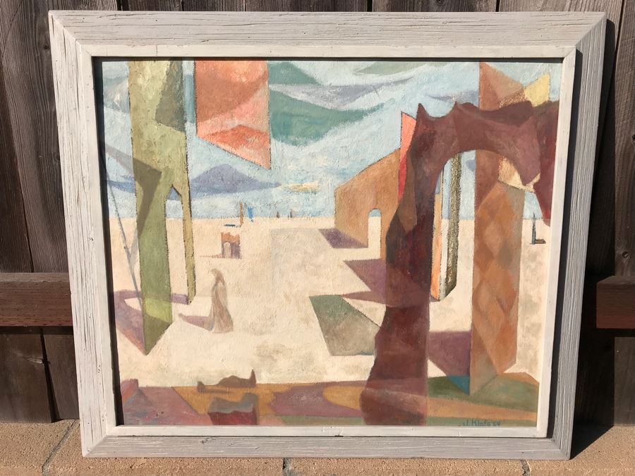 Original Jean Klafs Abstract Expressionist Framed Painting On Board Titled 'Phantasmagoria' 24 X 28