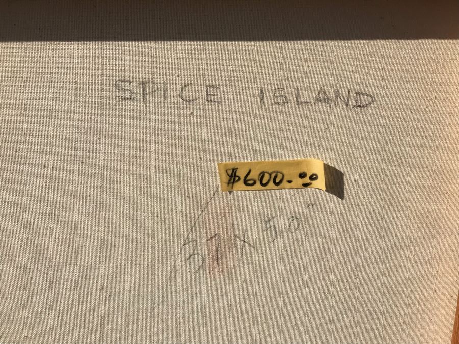 Original Jean Klafs Abstract Expressionist Painting On Canvas Titled 'Spice Island' Unsigned 37 X 50 [Photo 14]