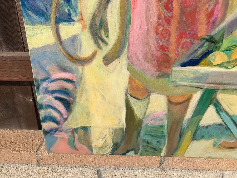 Original Jean Klafs Abstract Expressionist Painting On Canvas Titled 'Spice Island' Unsigned 37 X 50 [Photo 11]