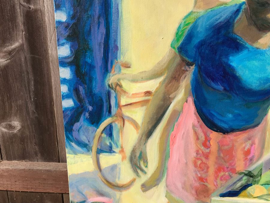 Original Jean Klafs Abstract Expressionist Painting On Canvas Titled 'Spice Island' Unsigned 37 X 50 [Photo 10]