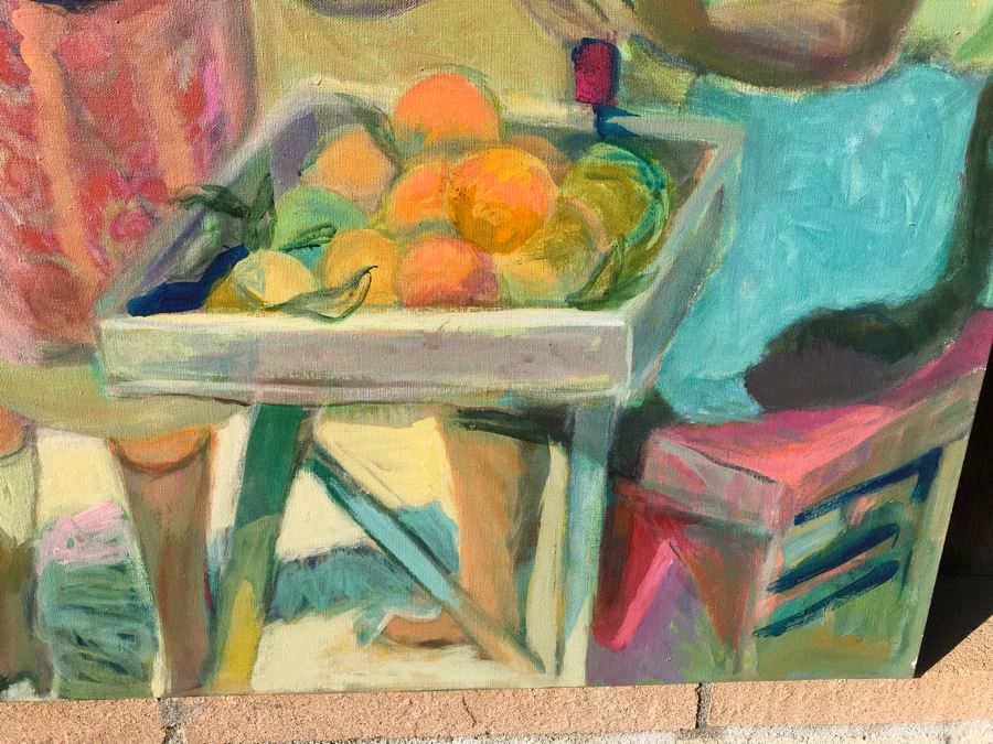 Original Jean Klafs Abstract Expressionist Painting On Canvas Titled 'Spice Island' Unsigned 37 X 50 [Photo 12]