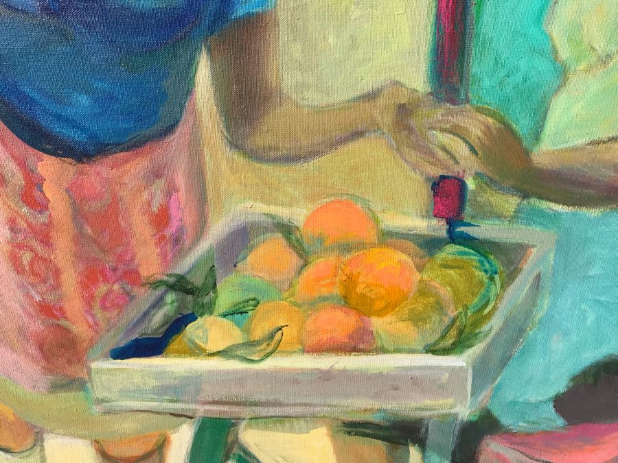 Original Jean Klafs Abstract Expressionist Painting On Canvas Titled 'Spice Island' Unsigned 37 X 50 [Photo 9]