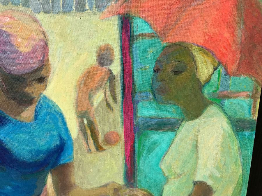 Original Jean Klafs Abstract Expressionist Painting On Canvas Titled 'Spice Island' Unsigned 37 X 50 [Photo 8]