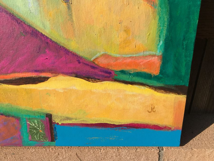 Original Jean Klafs Abstract Expressionist Mixed Media Painting On Canvas 24 X 24 [Photo 6]