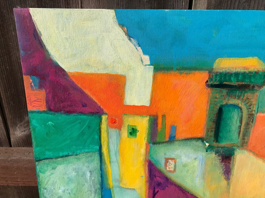 Original Jean Klafs Abstract Expressionist Mixed Media Painting On Canvas 24 X 24 [Photo 3]