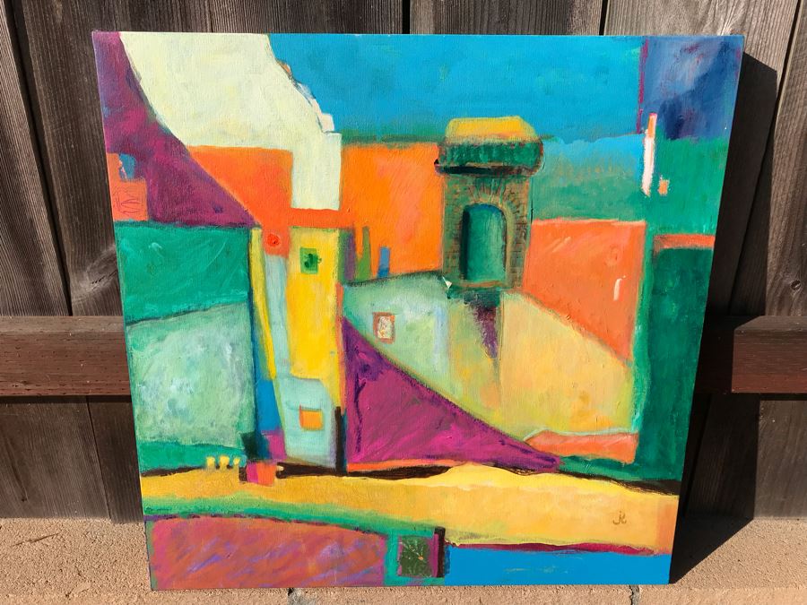 Original Jean Klafs Abstract Expressionist Mixed Media Painting On Canvas 24 X 24 [Photo 2]