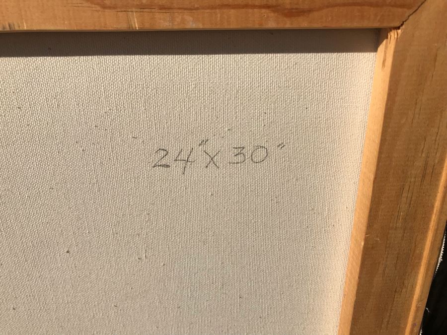 Original Jean Klafs Abstract Expressionist Painting On Canvas Arizon Desert Poolside Landscape 24 X 30 [Photo 8]