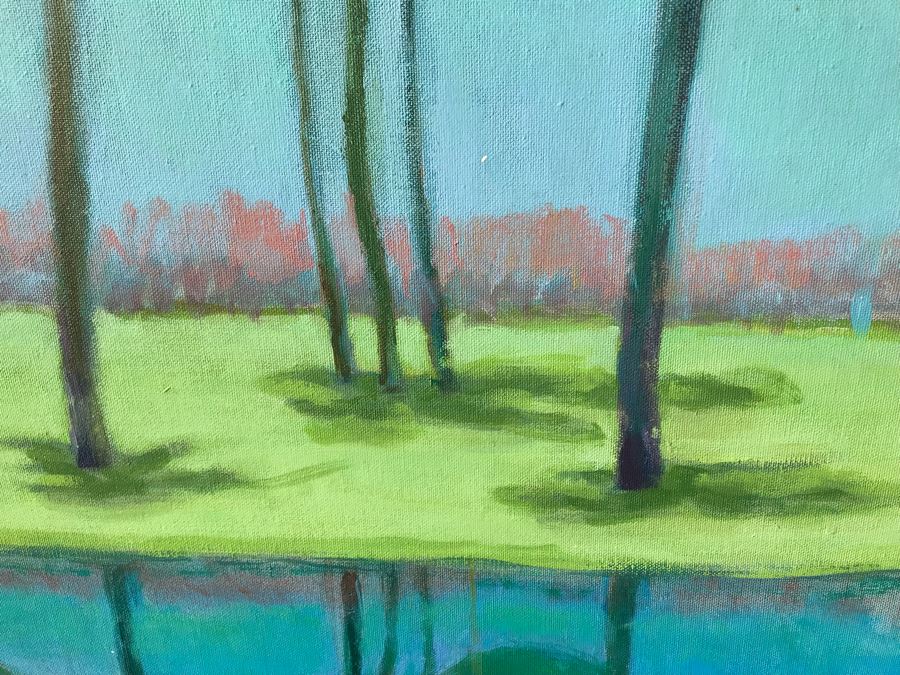 Original Jean Klafs Abstract Expressionist Painting On Canvas Titled 'Reflections' 36 X 24 [Photo 5]