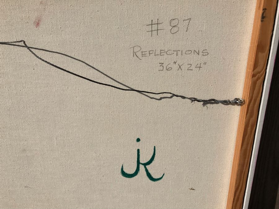 Original Jean Klafs Abstract Expressionist Painting On Canvas Titled 'Reflections' 36 X 24 [Photo 10]