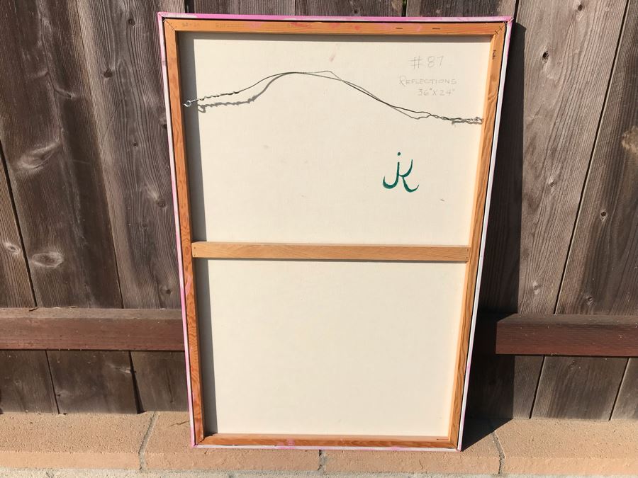 Original Jean Klafs Abstract Expressionist Painting On Canvas Titled 'Reflections' 36 X 24 [Photo 7]