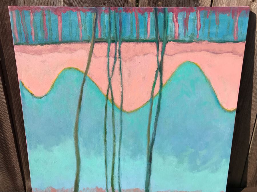 Original Jean Klafs Abstract Expressionist Painting On Canvas Titled 'Reflections' 36 X 24 [Photo 3]