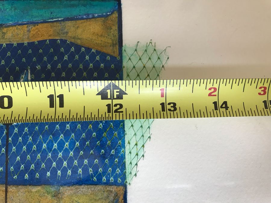 Original Jean Klafs Abstract Expressionist Framed Monotype On Paper Titled 'Blue Sea Urchin' 20 X 16 [Photo 13]