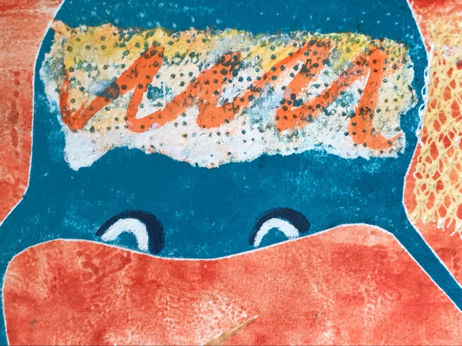 Original Jean Klafs Abstract Expressionist Framed Monotype On Paper Titled 'Aquatic Creatures Series I' 18 X 21 [Photo 5]