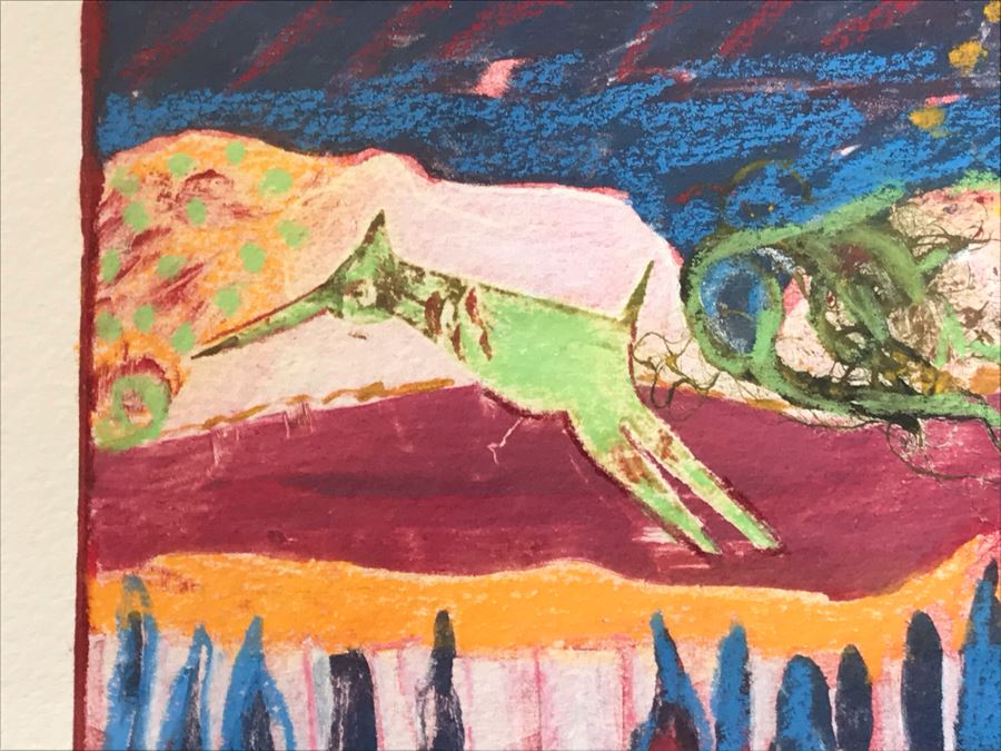 Original Jean Klafs Abstract Expressionist Framed Monotype On Paper Titled 'Mid-Summer Night's Dream' 16 X 18 [Photo 3]