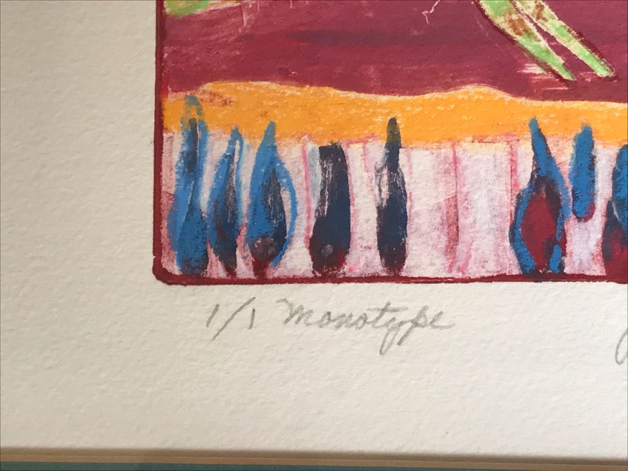 Original Jean Klafs Abstract Expressionist Framed Monotype On Paper Titled 'Mid-Summer Night's Dream' 16 X 18 [Photo 6]