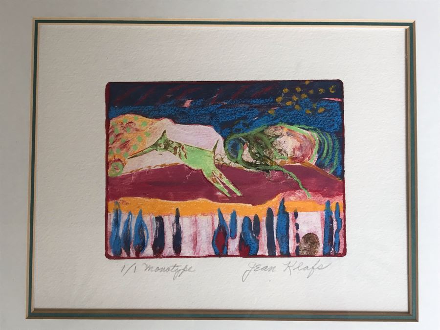 Original Jean Klafs Abstract Expressionist Framed Monotype On Paper Titled 'Mid-Summer Night's Dream' 16 X 18 [Photo 2]