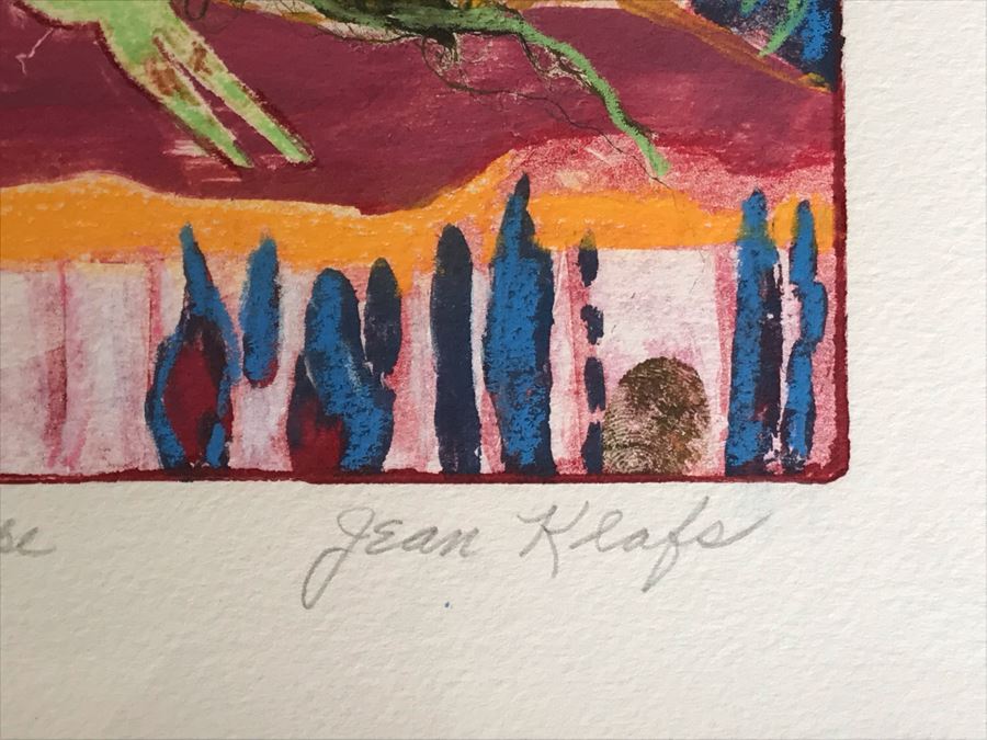 Original Jean Klafs Abstract Expressionist Framed Monotype On Paper Titled 'Mid-Summer Night's Dream' 16 X 18 [Photo 5]