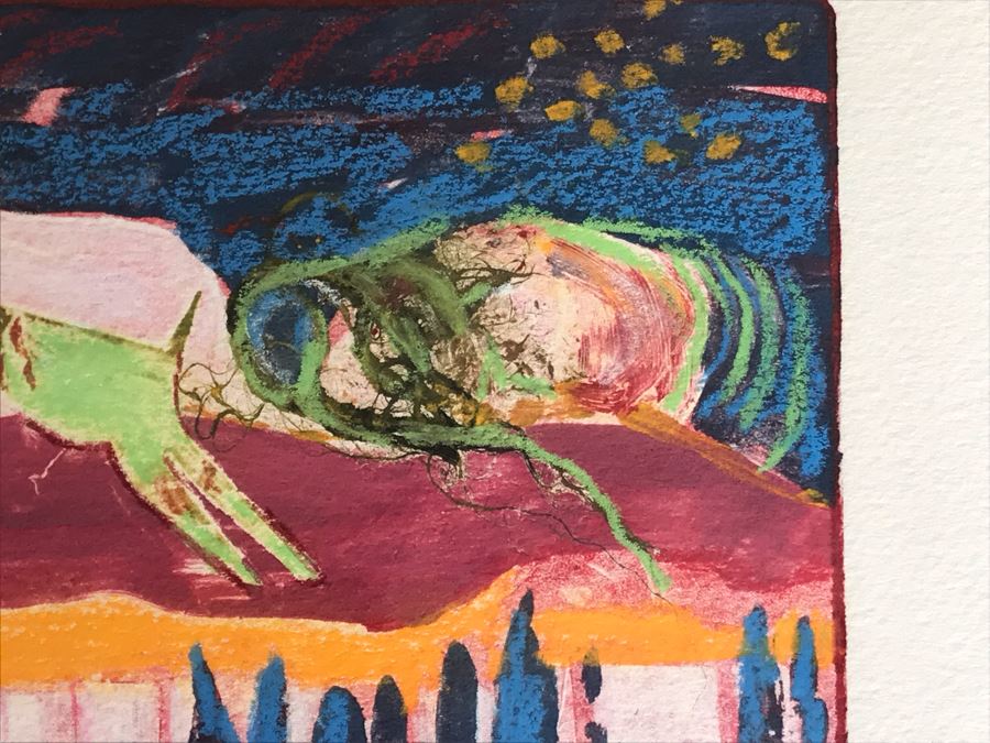 Original Jean Klafs Abstract Expressionist Framed Monotype On Paper Titled 'Mid-Summer Night's Dream' 16 X 18 [Photo 4]