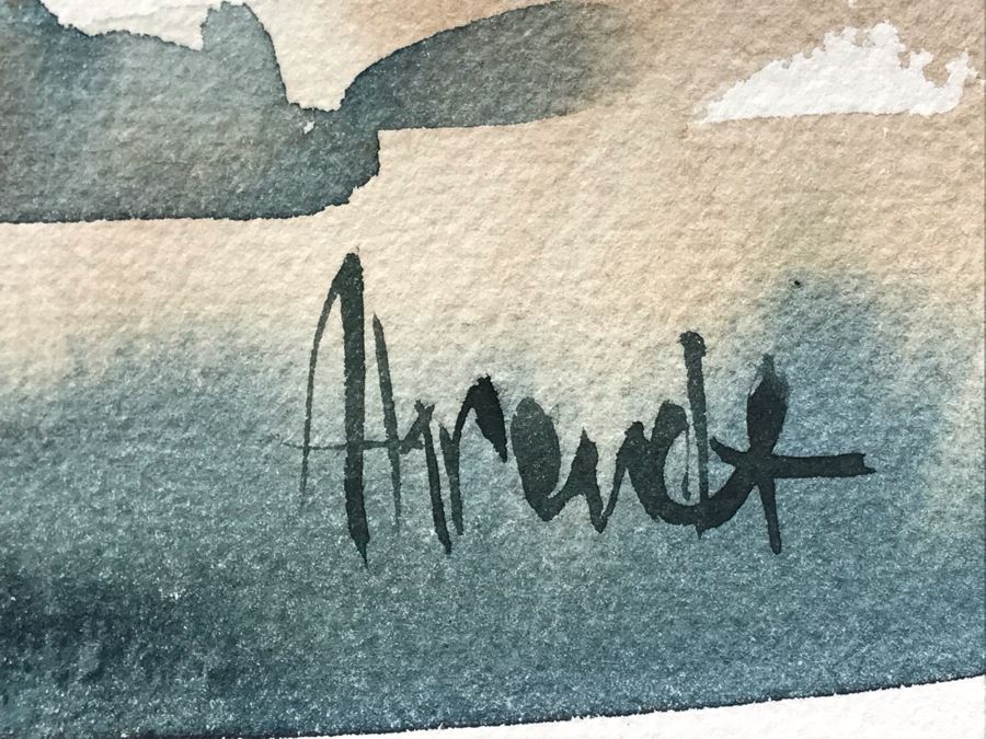 Original William (Bill) Ahrendt Arizona Artist Landscape Watercolor Painting On Paper Signed Titled 'Milk Ranch Rim' 22 X 15 [Photo 6]