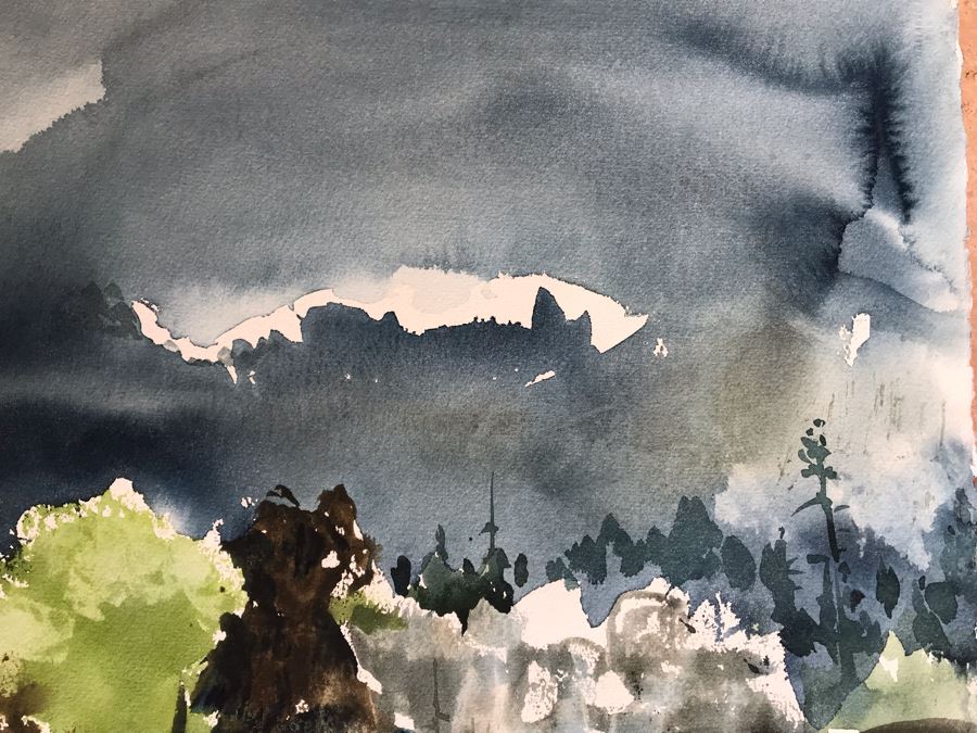 Original William (Bill) Ahrendt Arizona Artist Landscape Watercolor Painting On Paper Signed Titled 'Milk Ranch Rim' 22 X 15 [Photo 4]